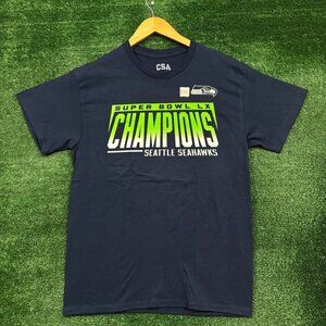 NFL Seattle Seahawks Superbowl Champions LX blue T-Shirt Size Medium